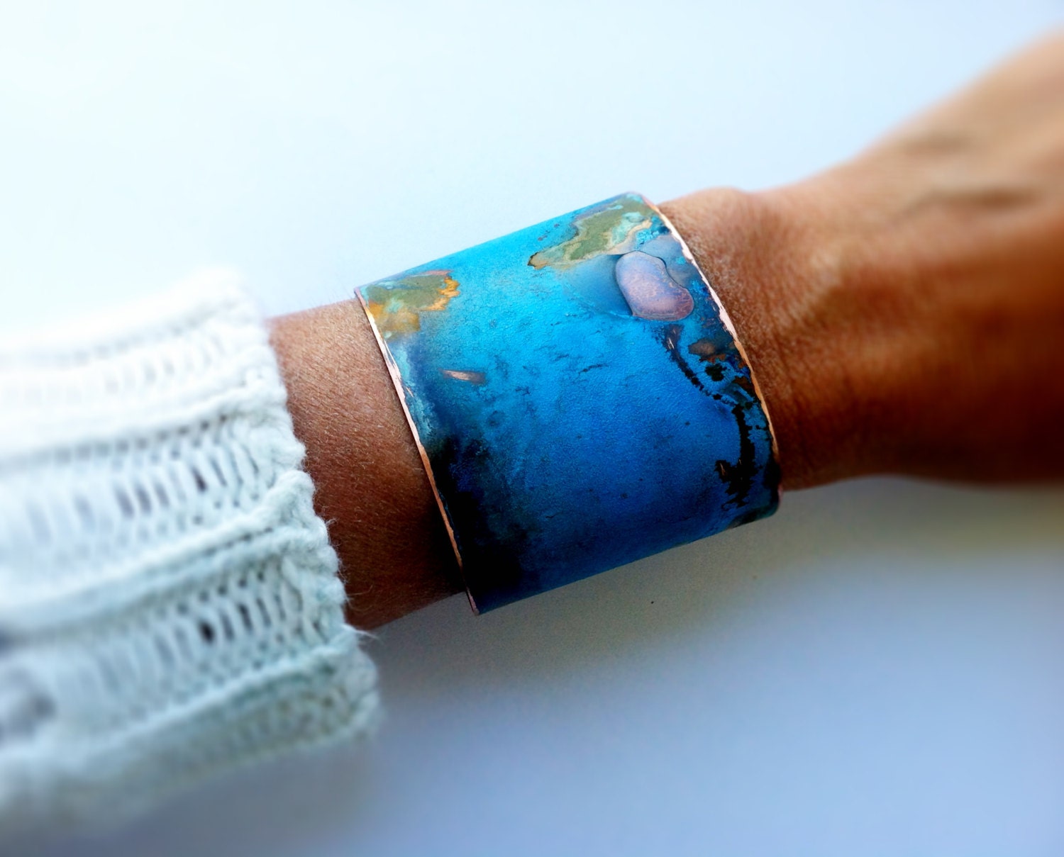 Spessartite And White Patina Cuff
