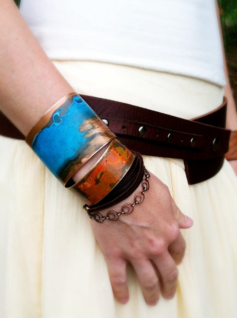 The Original Patina Cuff Blue Verdigris 2 Copper Cuff image 4