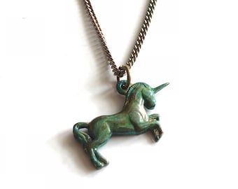 Verdigris Unicorn Necklace