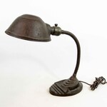 1930's Desk Lamp w/ Cast Iron Base. Art Deco Design Vintage Lighting.