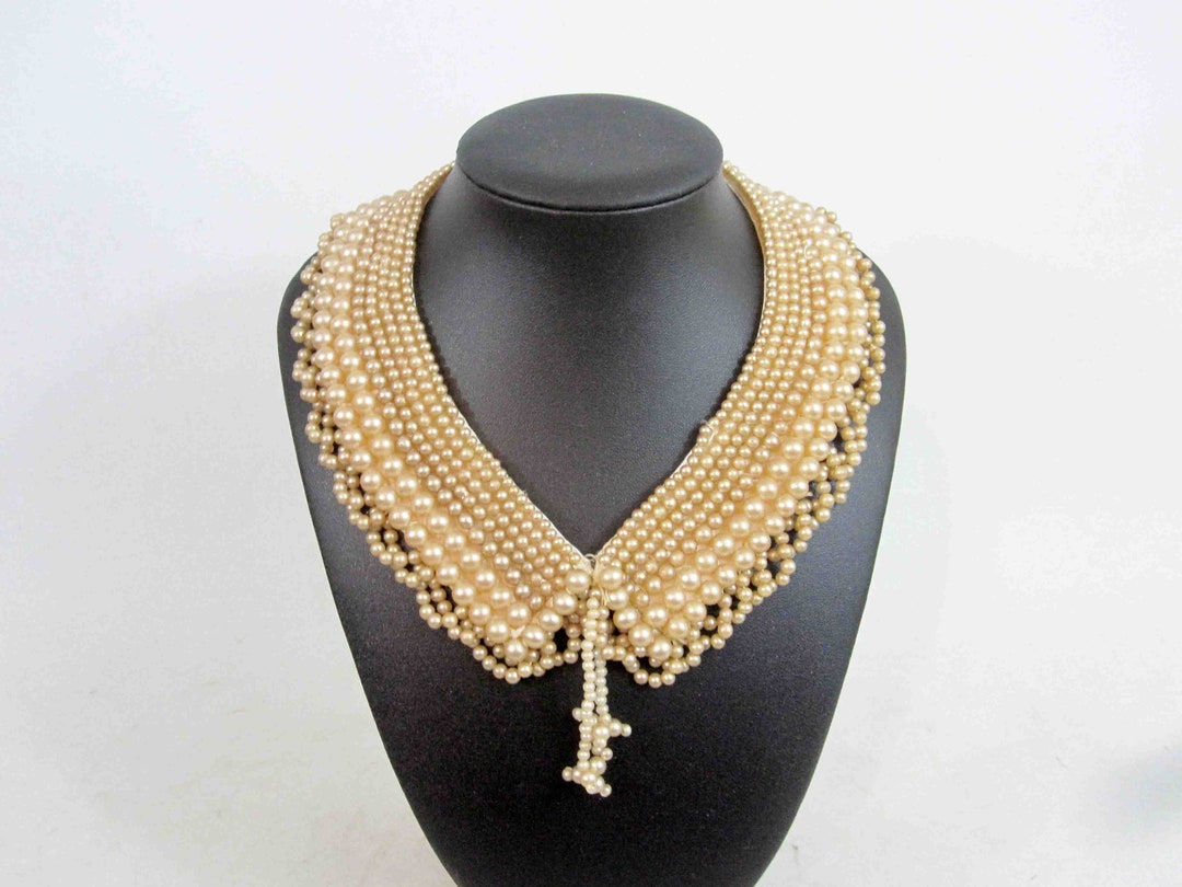 1950's Faux Pearl on Satin Collar by Baare Beards Inc - Etsy