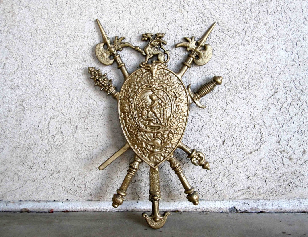 1960's Coat of Arms Wall Hanging. Cast Metal. Made in Etsy
