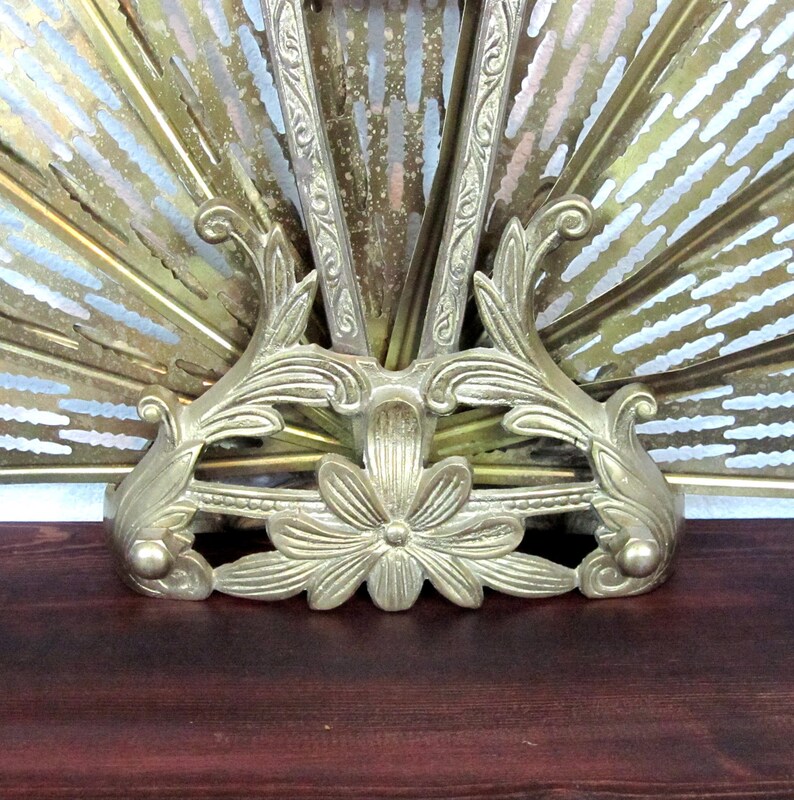 Vintage Brass Unicorn Motif Fireplace Screen Etsy