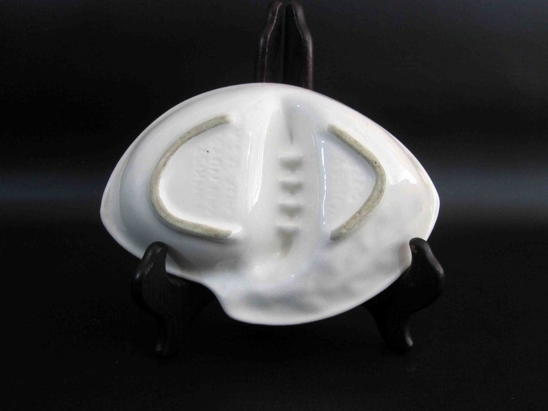 White w Multi Colored Accents. 1950/'s California Pottery Ashtray
