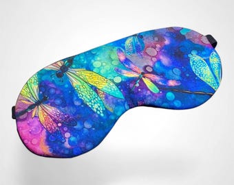 DRAGONFLY DREAMZZZ quality handcrafted sleep mask, soft adjustable eye mask, cool breathable Tencel fabric for a goodnight sleep.