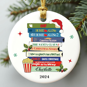 Personalized Cinema Christmas Ornament, Favorite Christmas Movie Ornament, Movie Enthusiast Xmas Decor, Christmas Movie Lovers Gift
