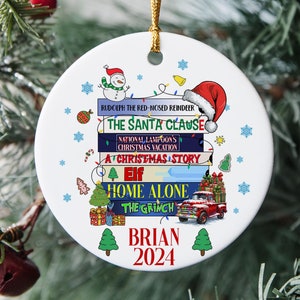 Personalized Favorite Christmas Movie Ornament, Christmas Movie Lovers Gift, Xmas Movies Fan Gift, Secret Santa Gift, Holiday Gift