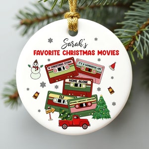 Customized Favorite Christmas Movie Ornament, Christmas Movie Lovers Gift, Xmas Movies Fan Gift, Secret Santa Gift, Holiday Gift