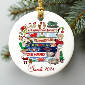 Personalized Christmas Movie Ornament, It&#39;s The Most Wonderful Time Ornament, Movie Lovers Gift, Xmas Movies Fan Gift, Secret Santa Gift
