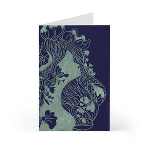 Biglietti di auguri, Illustrazione di donne in stile Zentangle, Amiche o mamme, Set di cancelleria, Biglietti per la festa della mamma, Design floreale per capelli, Artistico