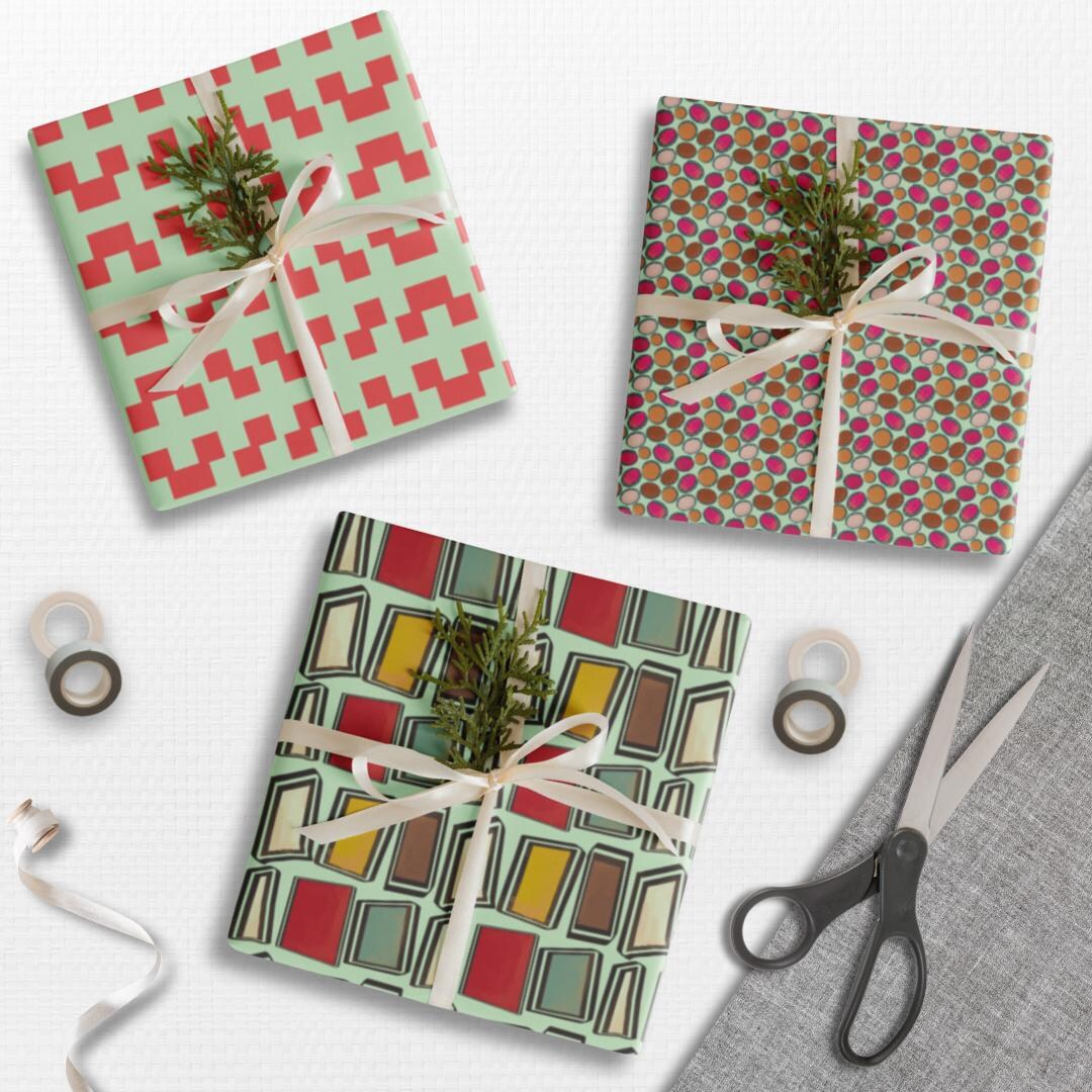 Geometric Shape Wrapping Paper Sheets, Round Shape Gift Wrapping Paper ...