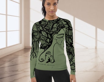 Om Namah Shivaya Women's Rash Guard: Green Self-Love Apparel
