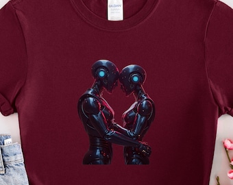 Futurystyczny projekt robota cyberpunkowego Sci-Fi Art Graphic Tech Lovers Tee T-shirt z motywem robotyki