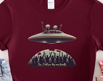T-shirt med rolig UFO-motiv, humor, humor, science fiction-gåva