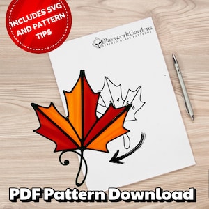 Fall Maple Leaf Stained Glass Pattern - DIY Suncatcher - PDF Download - Autumn Decor