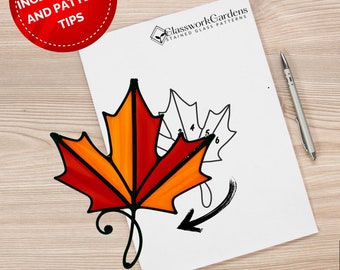 Fall Maple Leaf Stained Glass Pattern - DIY Suncatcher - PDF Download - Autumn Decor