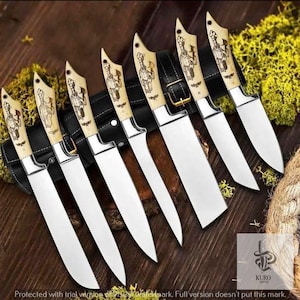 Juego de cuchillos de chef profesional forjados a mano / Cuchillos de cocina de acero / Juego de cuchillos de chef de Damasco / Regalo personalizado, Regalo para ella, Regalo de Navidad