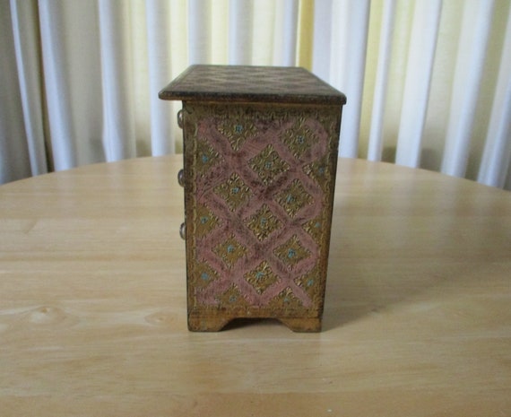 Vintage Florentine Jewelry Trinket Box With Three… - image 3