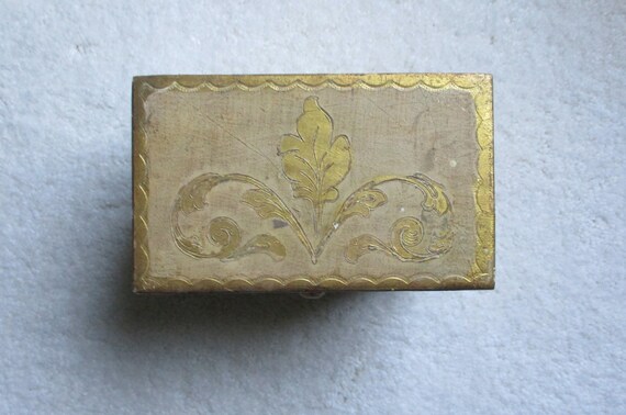 Vintage Florentine Footed Two Drawer Jewelry Box … - image 2