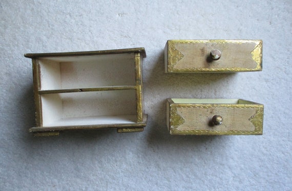 Vintage Florentine Footed Two Drawer Jewelry Box … - image 6