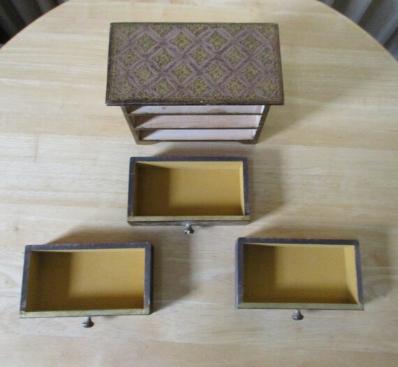 Vintage Florentine Jewelry Trinket Box With Three… - image 5