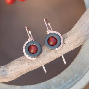 Small Hematite Circle Hook Back Earrings In Gold Fill or Sterling Silver
