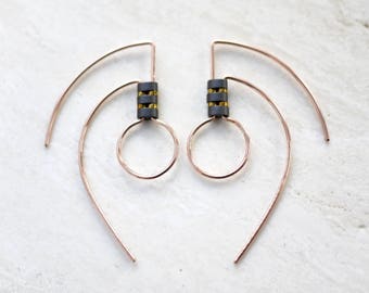 Sculptural Earrings, Gold Filled Feeder Earrings, Sterling Silver Feeder, Geometric Earrings, Minimalist Earrings, Wire Earrings Handmade,