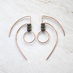 Sculptural Earrings, Gold Filled Feeder Earrings, Sterling Silver Feeder, Geometric Earrings, Minimalist Earrings, Wire Earrings Handmade,