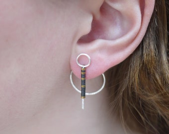 Modern Minimal Earrings, Open Circle Earrings, Hammered Circle Earrings, Circle Jewelry, Circle Ear Jackets, Open Circle, Crop Circle,