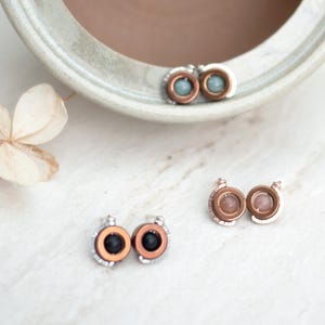 Orecchini a cerchio con pietra di ematite: argento sterling o oro riempito