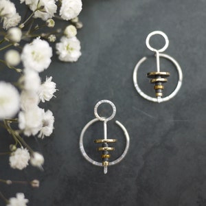 Hammered Sterling Silver Circle Ear Jackets: Modern Minimalist Earrings