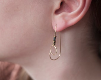 Sculptural Earrings, Gold Filled Feeder Earrings, Sterling Silver Feeder, Geometric Earrings, Minimalist Earrings, Wire Earrings Handmade,