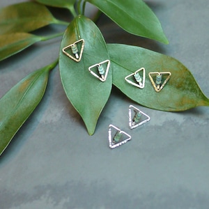 Tiny Minimal Studs, Hammered Studs, Gold Triangle Studs, Silver Triangle Studs, Post Earrings, Chevron Studs, Dainty Earrings, Gifts for Her image 3