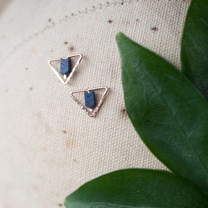 Tiny Minimal Studs, Hammered Studs, Gold Triangle Studs, Silver Triangle Studs, Post Earrings, Chevron Studs, Dainty Earrings, Gifts for Her image 2