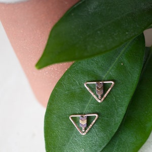 Tiny Minimal Studs, Hammered Studs, Gold Triangle Studs, Silver Triangle Studs, Post Earrings, Chevron Studs, Dainty Earrings, Gifts for Her image 5