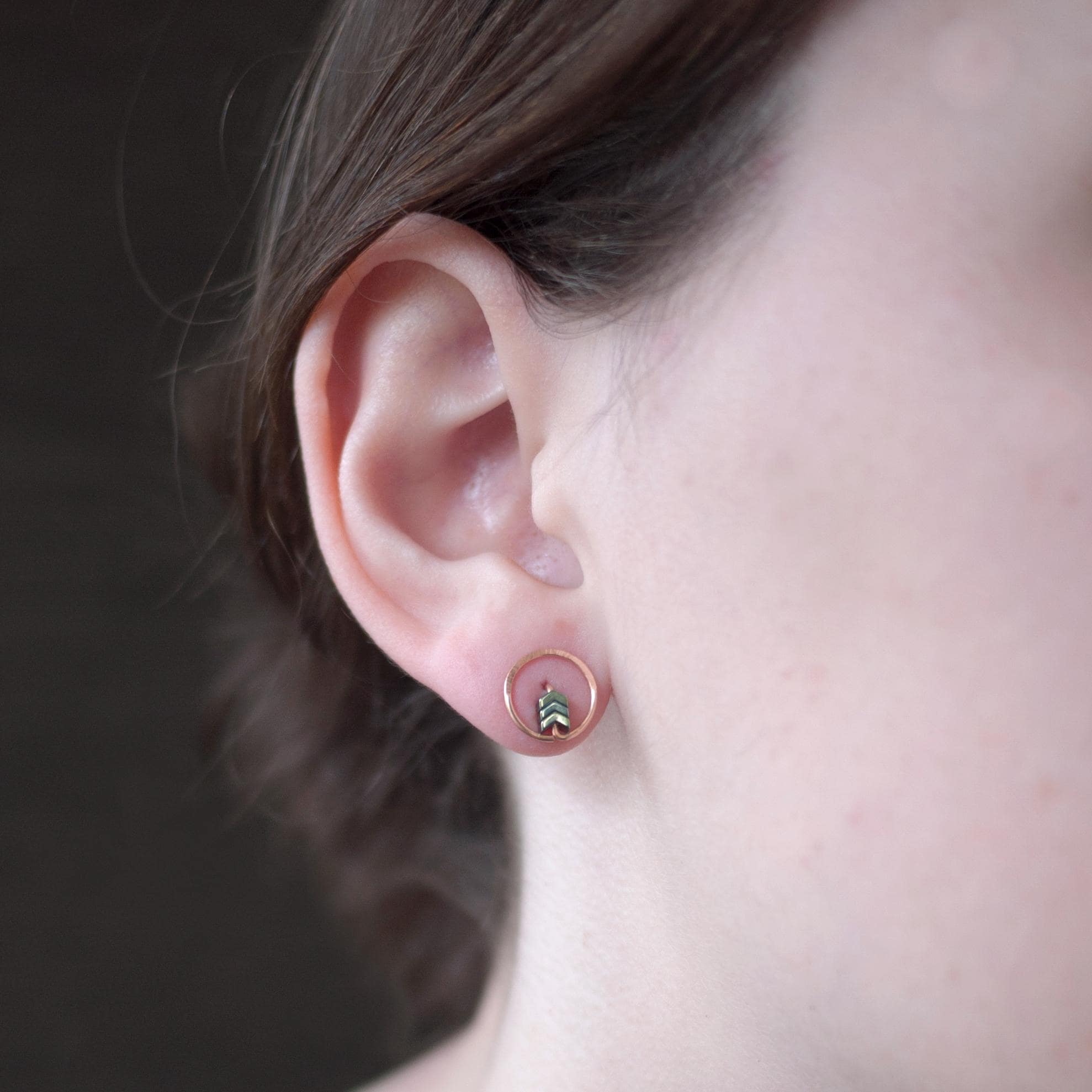 Tiny Chevron Studs, Lightweight Circle Earrings, Gold Filled Circle Studs, Sterling Silver Chevron Bead Earrings, Small Open Circle Earrings