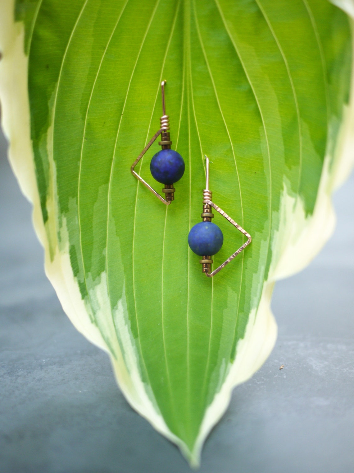 Triangle Deco Style Drop Threader Earrings With Mookiate Jasper and ...