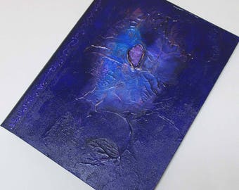 Handmade Journal Refillable Blue Violet Nebula 12x9 Original traveller notebook fauxdori