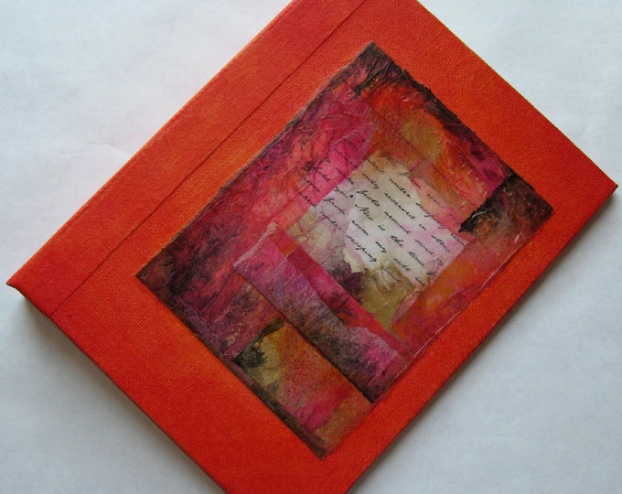 Handmade 8x6 Journal Refillable Orange Rice Paper Collage Original fauxdori traveller notebook