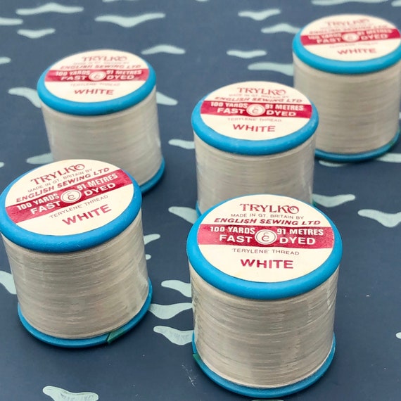 Unused 1970s Trylko WHITE Plastic Cotton Reels/spools/ Threads, Dewhurst's  Terylene Thread, Synthetic, Dressmaking, 70s Haberdashery 
