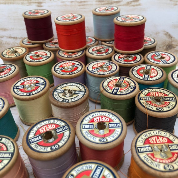 Vintage 50wt Sylko Wooden Cotton Reels/spools/ Threads, 50 Wt Sylko,  Various Colours of Lovely Dewhursts Sylko Thread, Silk Substitute 