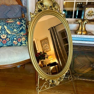 Vintage Ornate Gold Oval Mirror