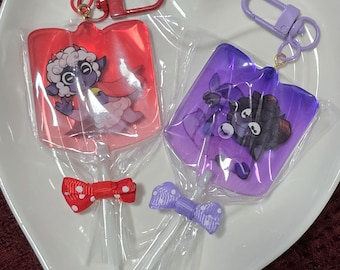 Cult of the Lamb GOAT + LAMB Lolipop Keychains