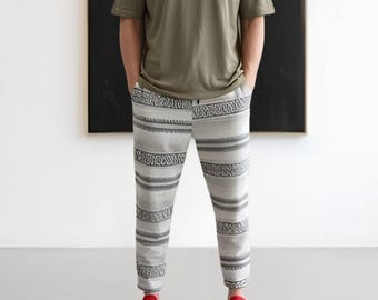 Men's Cotton Linen Baggy Pants - Elastic Waist Trousers, Loose Fit Joggers for Summer