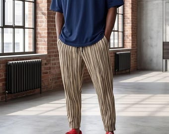Men's Bohemian Cotton Linen Pants, Trendy Baggy Design with Elastic Waist, Casual Man Fashion for Summer