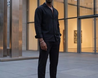 Men's Relaxed Fit Linen Shirt & Trousers Suit - Summer Wedding Outfit