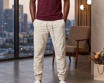 Pantalons grande taille pour hommes, Pantalons de jogging décontractés, Pantalons avec cordon de serrage, Pantalons de survêtement de sport légers, Bas de survêtement avec poches et revers aux chevilles
