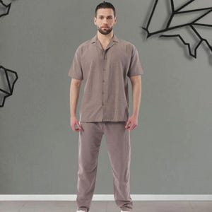 Katoenen zomershirt en broekset voor heren: lichtgewicht overfit casual outfit, tweedelig set