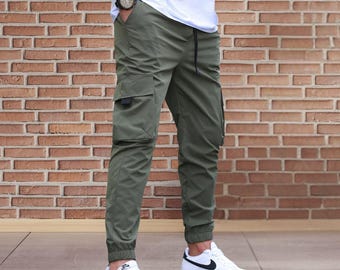 Men's Cargo Jogger Pants, Slim Fit Cargo Pants, Casual Streetwear Trousers, Men's Utility Pants