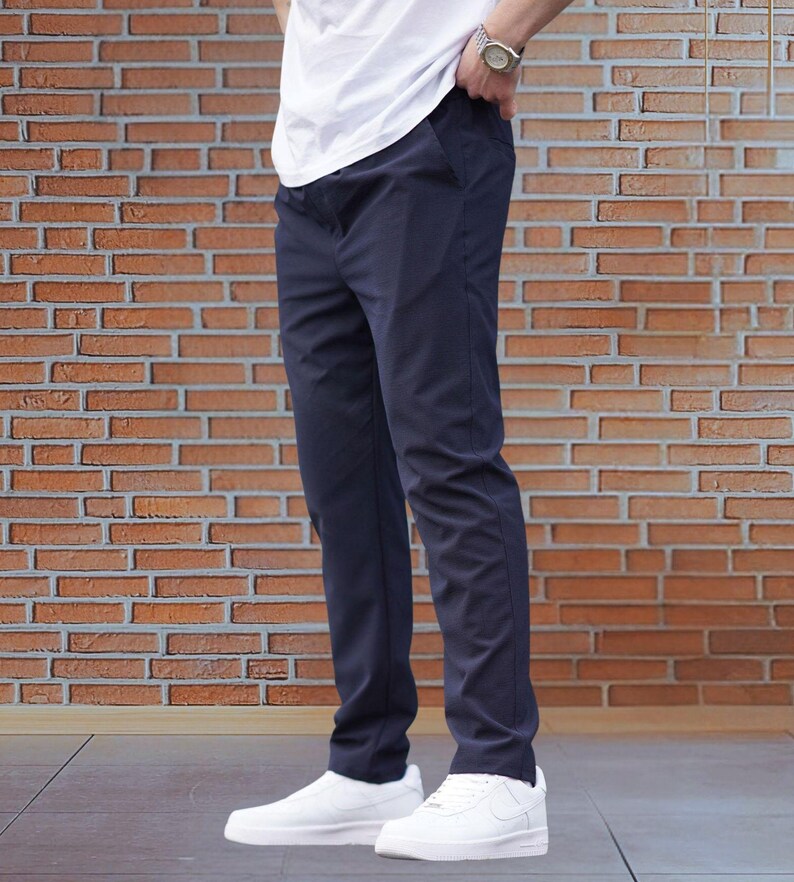 Pantalon droit en mélange de viscose pour hommes : pantalon de survêtement décontracté et confortable image 3